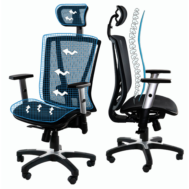 ErgoFlex Executive High-Back Black Mesh Swivel Chair with Adjustable Arms