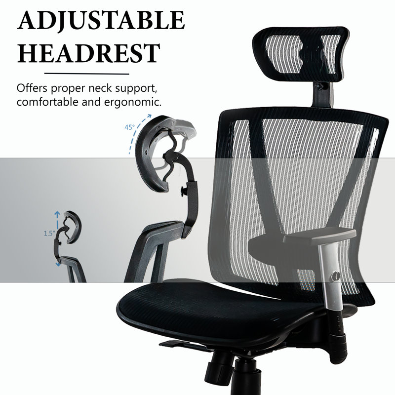 ErgoFlex Executive High-Back Black Mesh Swivel Chair with Adjustable Arms