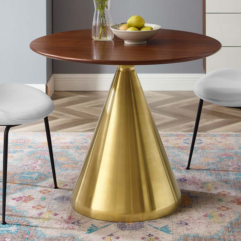 Tupelo 36" White Marble and Wood Dining Table