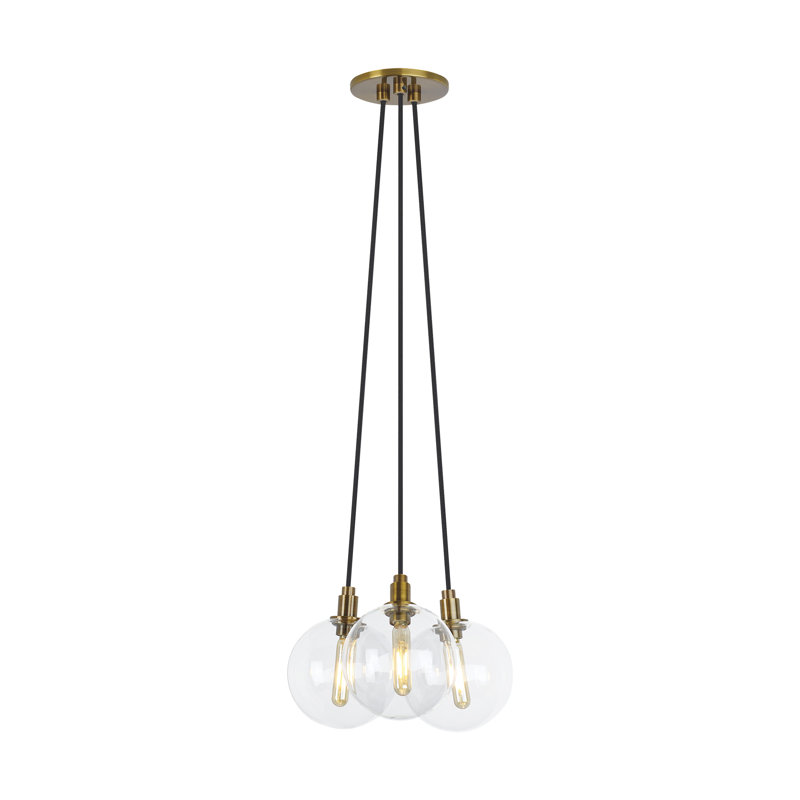 Aged Brass Elegance 3-Light LED Chandelier with Clear Glass Shades
