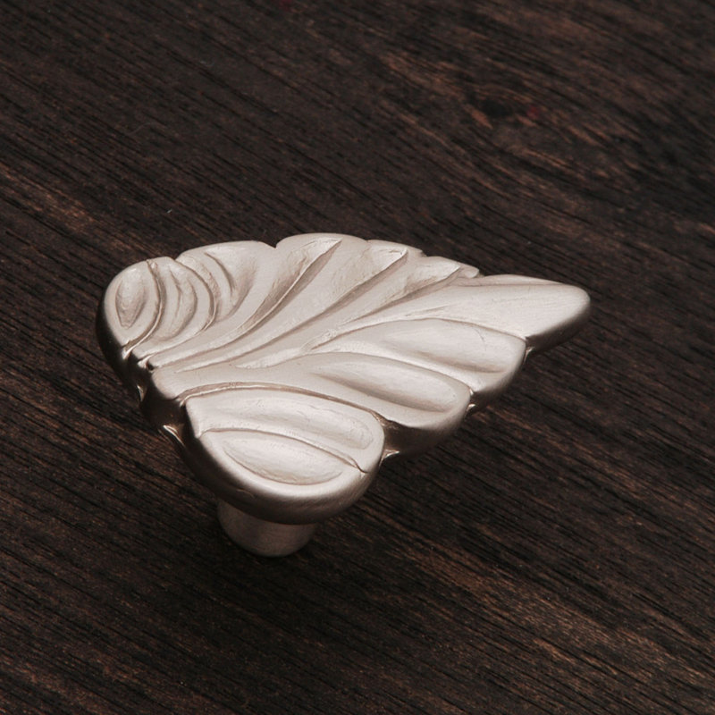 Satin Nickel Leaf Design Rectangular Cabinet Knob