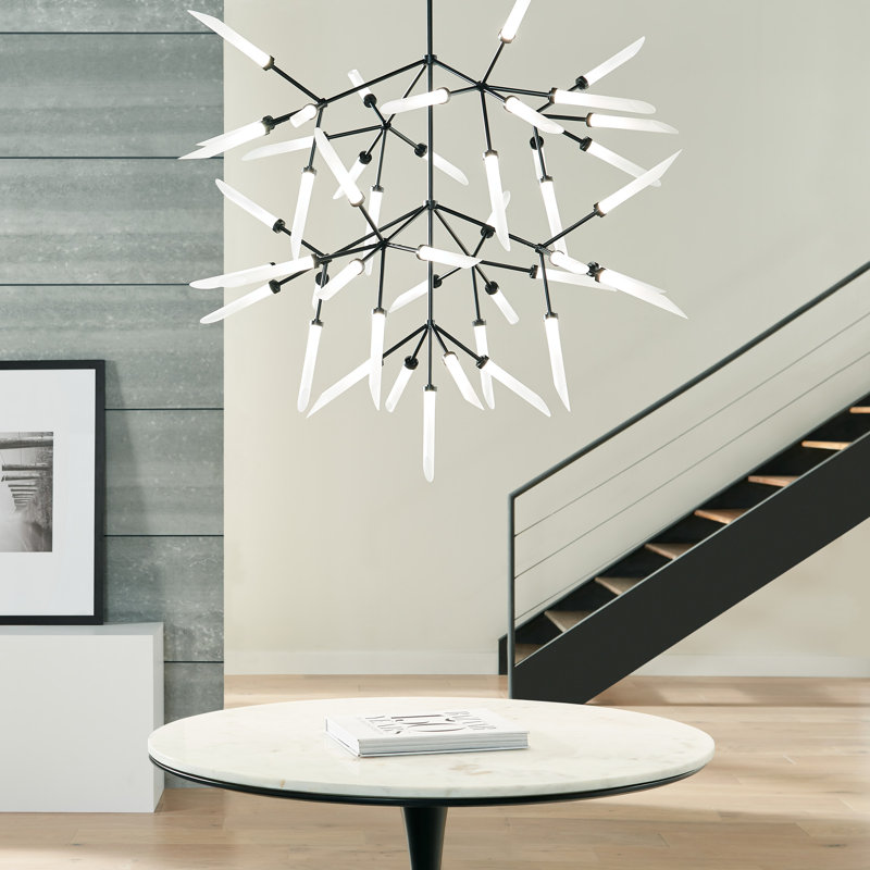 Matte Black Frost Glass 45-Light LED Chandelier