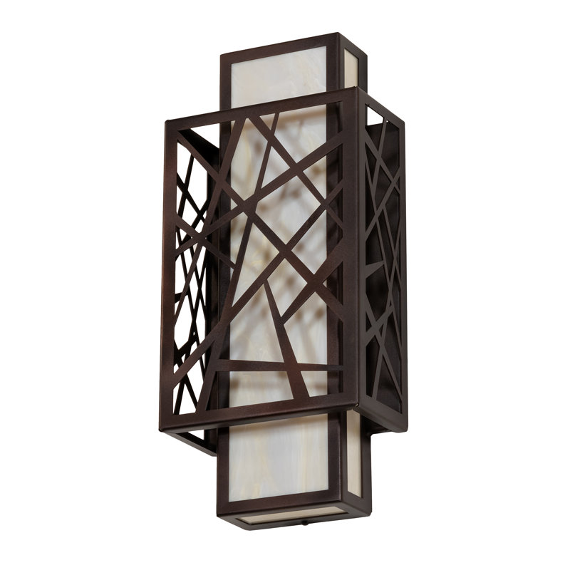 Bronze Geometric LED Wall Sconce with Acrylic Shade