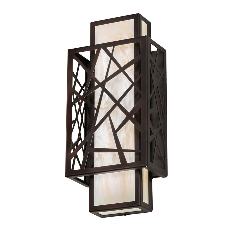 Bronze Geometric LED Wall Sconce with Acrylic Shade