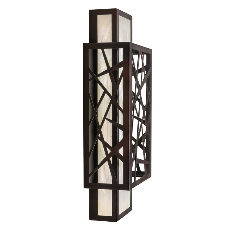 Bronze Geometric LED Wall Sconce with Acrylic Shade