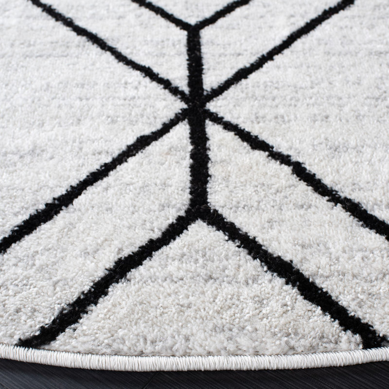 Adirondack Chic Black Geometric 9' x 12' Synthetic Area Rug