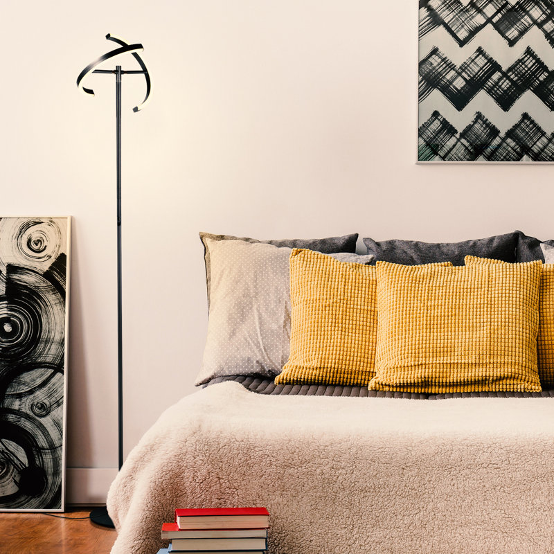 Halo Split Black Adjustable LED Torchiere Floor Lamp