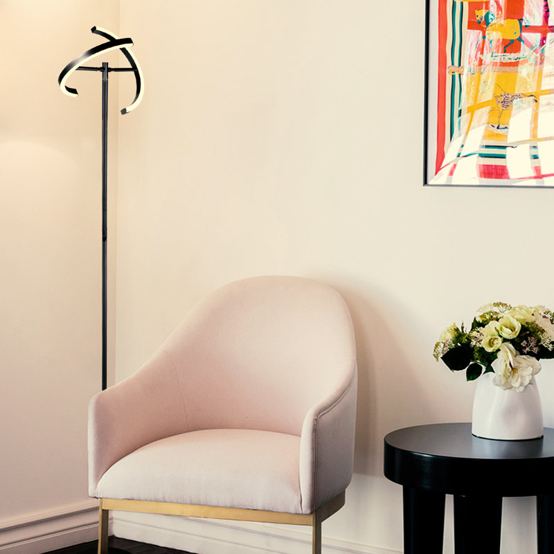 Halo Split Black Adjustable LED Torchiere Floor Lamp