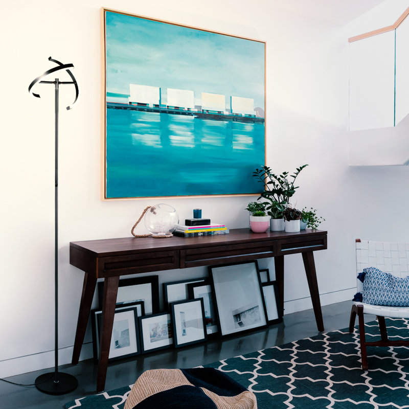 Halo Split Black Adjustable LED Torchiere Floor Lamp