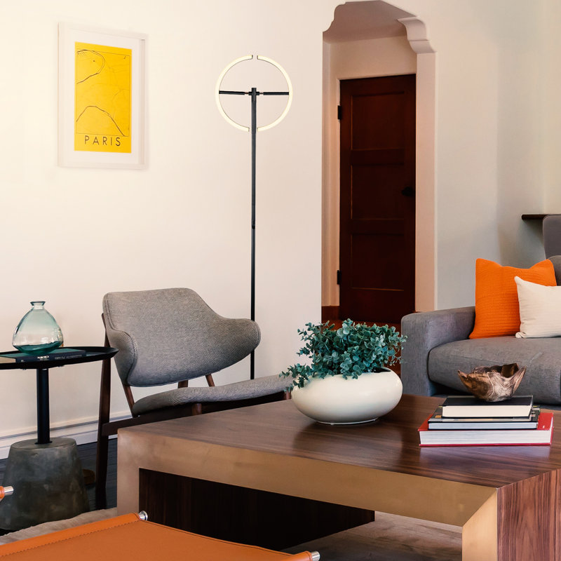 Halo Split Black Adjustable LED Torchiere Floor Lamp