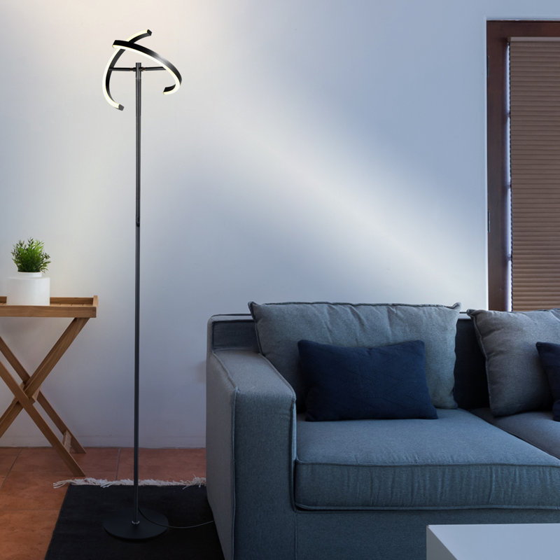 Halo Split Black Adjustable LED Torchiere Floor Lamp