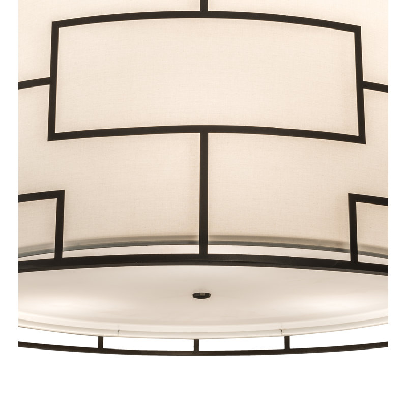 Bronze and Cream 48'' Drum Pendant Light with LED