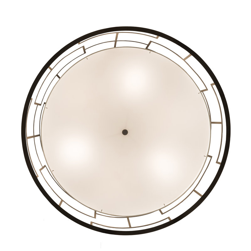 Bronze and Cream 48'' Drum Pendant Light with LED