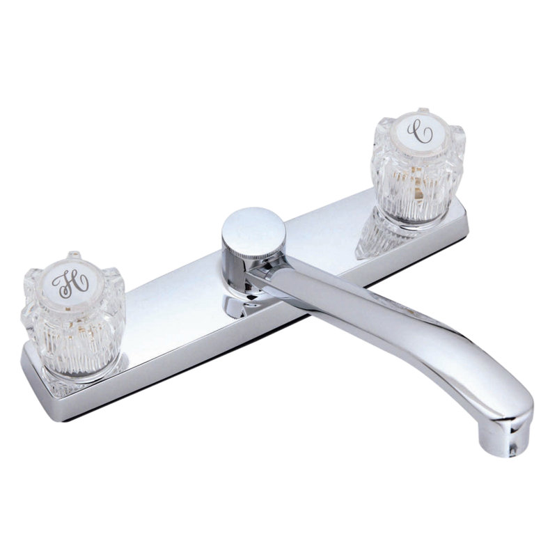 Chrome Low Arc Kitchen Faucet with Acrylic Handles