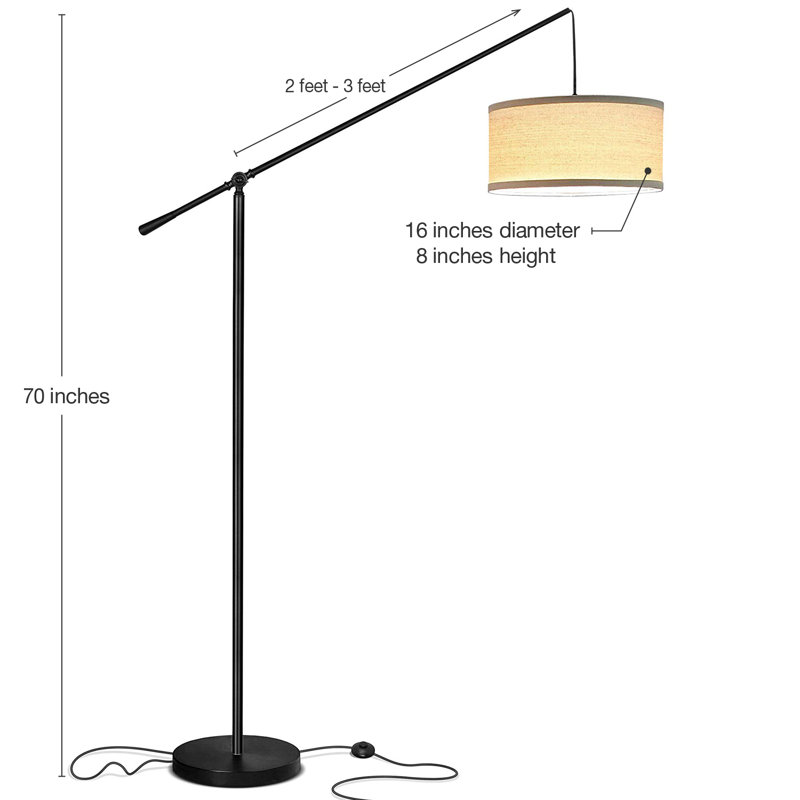 Hudson Kids' Adjustable Black Arc LED Floor Lamp, 70" Height
