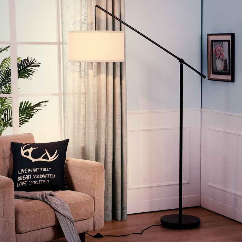 Hudson Kids' Adjustable Black Arc LED Floor Lamp, 70" Height