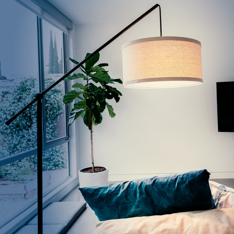 Hudson Kids' Adjustable Black Arc LED Floor Lamp, 70" Height