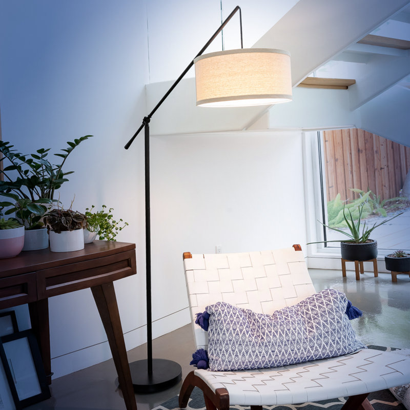 Hudson Kids' Adjustable Black Arc LED Floor Lamp, 70" Height