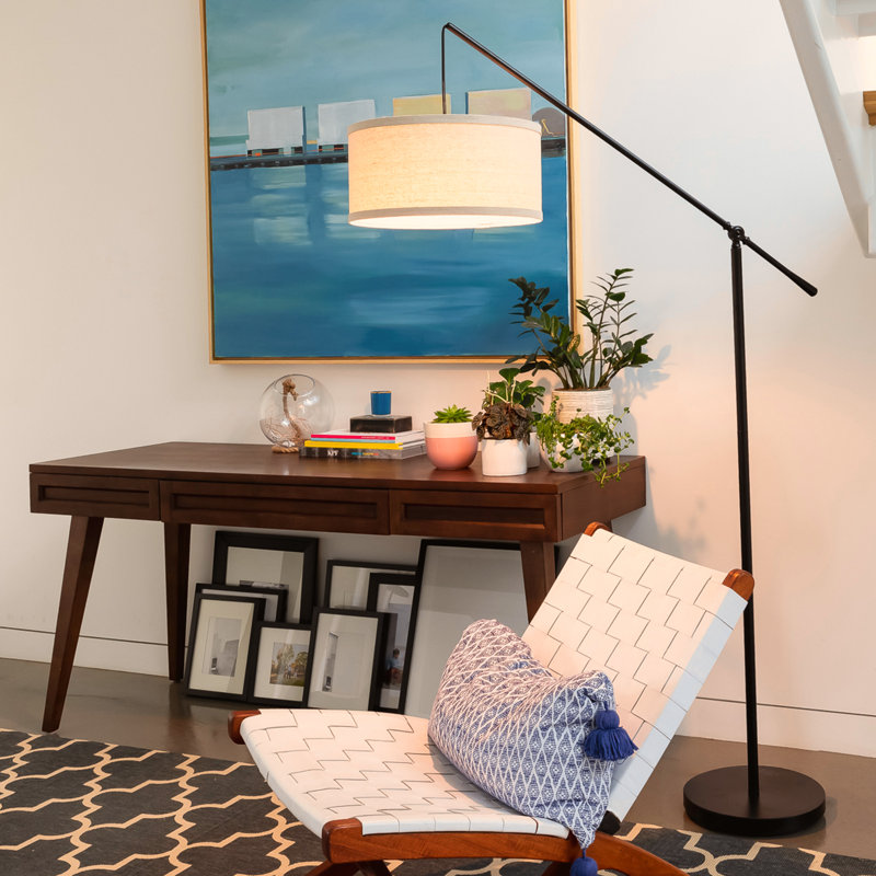 Hudson Kids' Adjustable Black Arc LED Floor Lamp, 70" Height