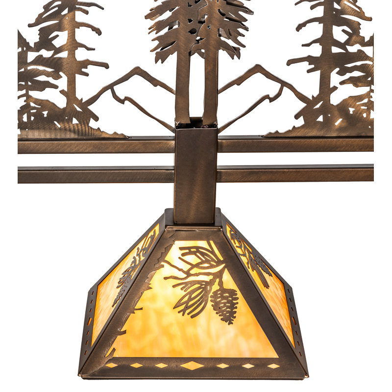 Antique Copper and Beige Glass 3-Light Island Pendant