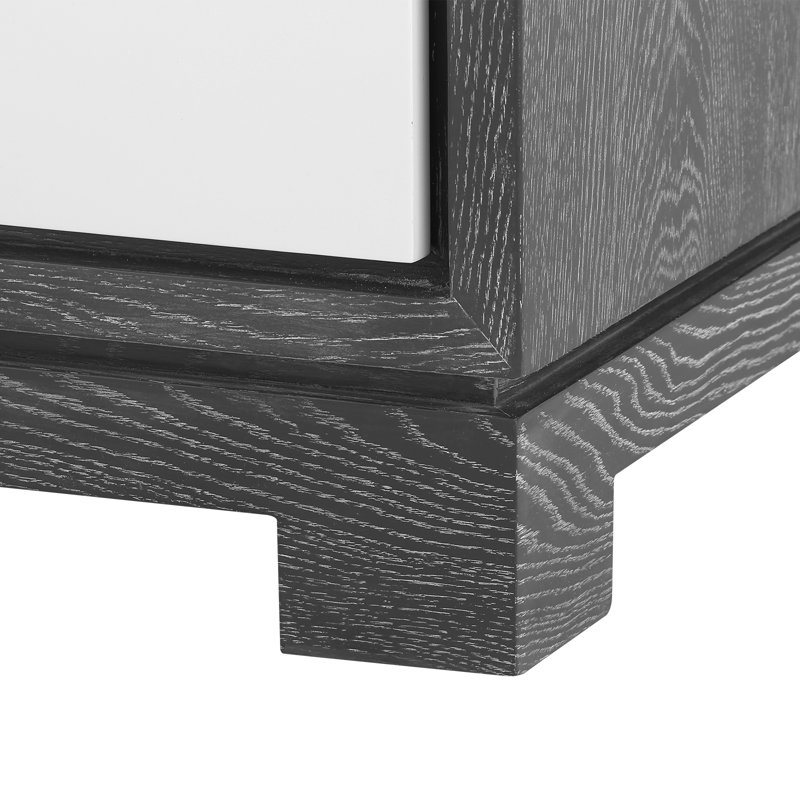 Gray and White Solid Wood 3-Drawer Side Table