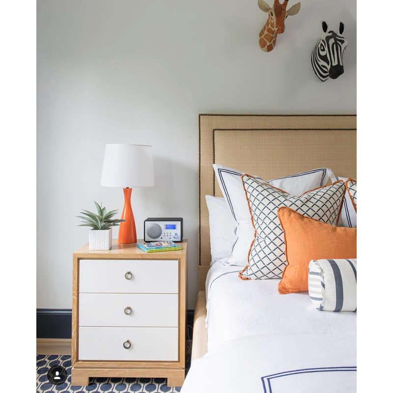 Gray and White Solid Wood 3-Drawer Side Table