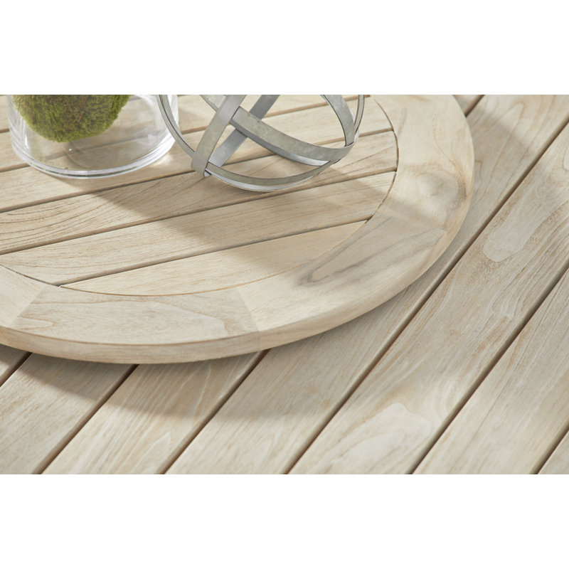 Boca 63" Transitional Gray Teak Round Outdoor Dining Table