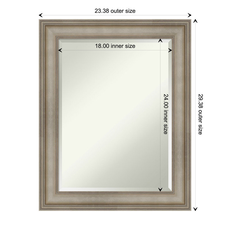 Mezzanine Antique Silver 29" x 23" Beveled Wood Bathroom Vanity Mirror