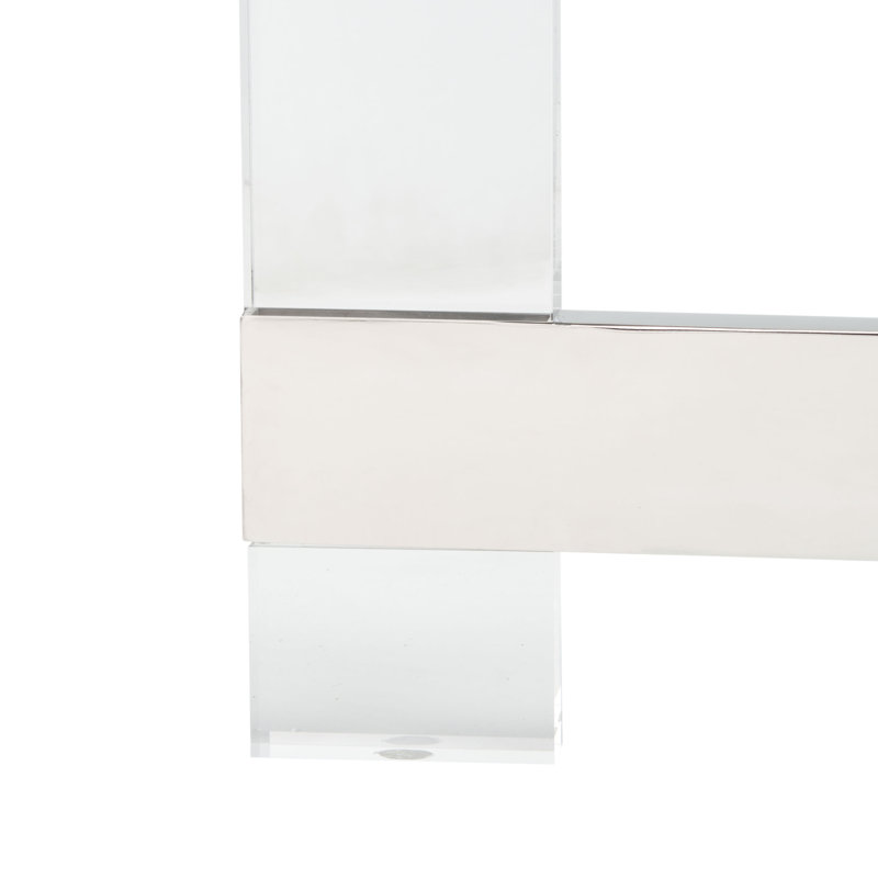 Eugene Silver Stainless Steel and Clear Acrylic Coffee Table with Glass Top