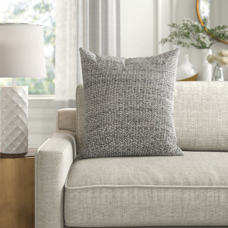 Charcoal Cotton Square Throw Pillow with Removable Insert