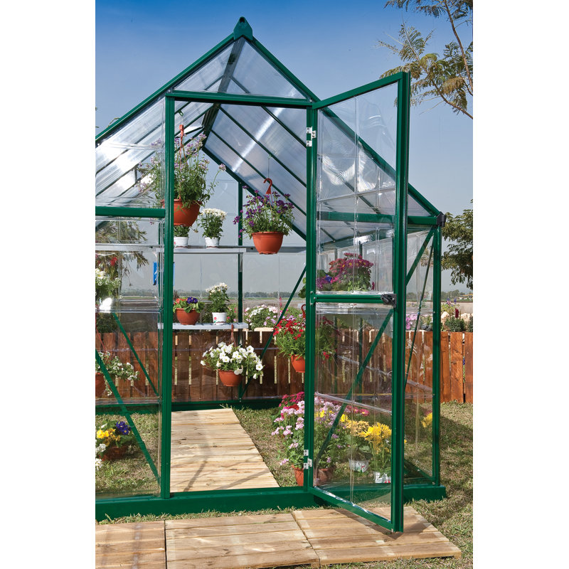 Hybrid 6' x 6' Green Aluminum Frame Greenhouse