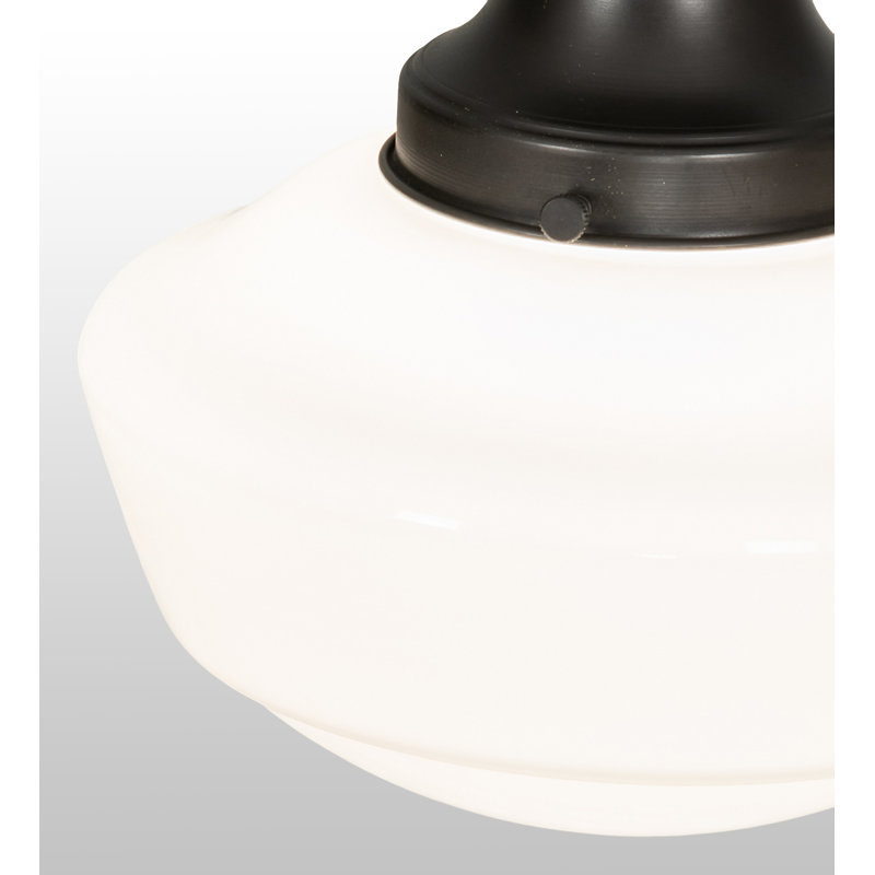 Craftsman Brown and White Glass 1-Light Schoolhouse Semi-Flush Mount