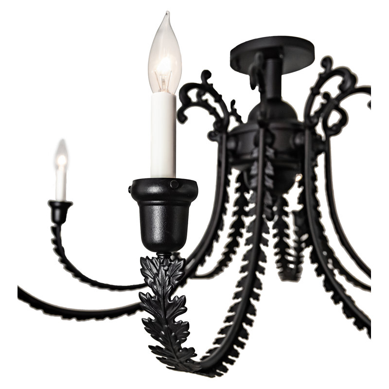 Columnae Black 8-Light Indoor/Outdoor LED Semi-Flush Mount