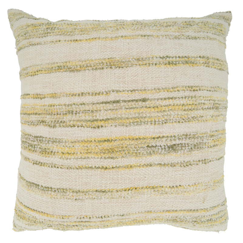 Premium Cotton Striped Woven Yellow Pillow Cover 19.5" x 16"