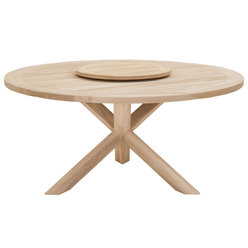 Boca 63" Transitional Gray Teak Round Outdoor Dining Table