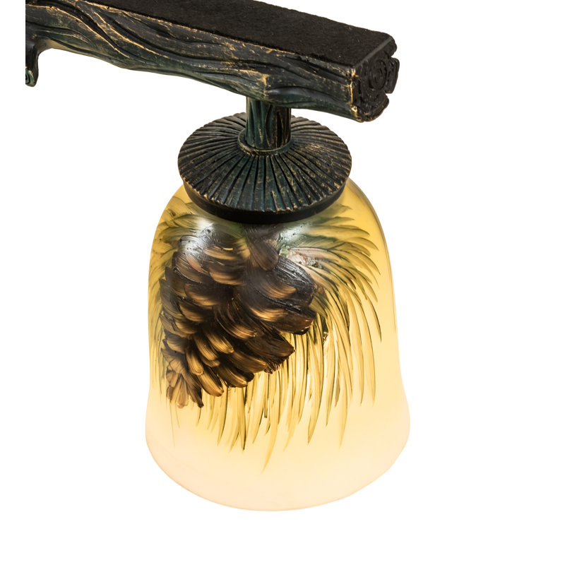 Rustic Pinecone Hand Painted 3-Light Semi-Flushmount