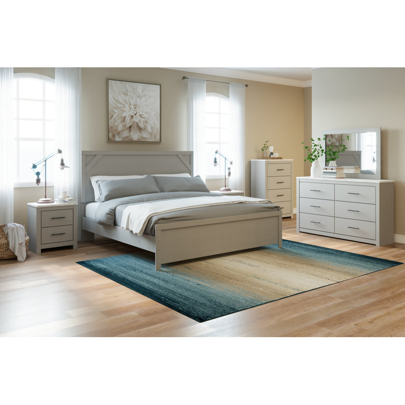 Cottonburg King Panel Bed with Light Gray Headboard