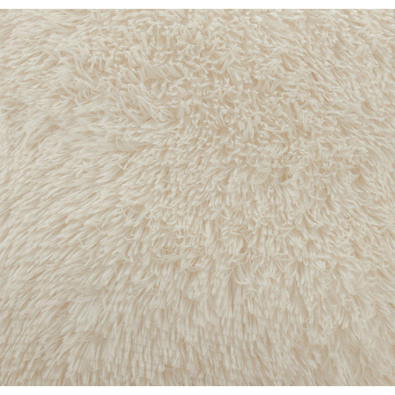 Ivory Faux Fur Rectangular Throw Pillow with Down Filling