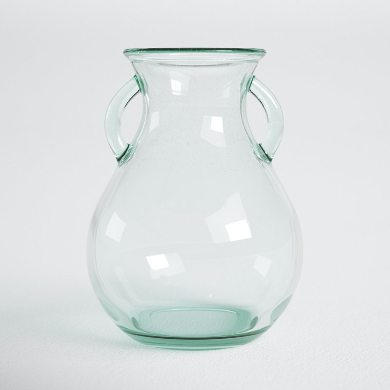 Clear Recycled Glass Amphora Table Vase with Handles