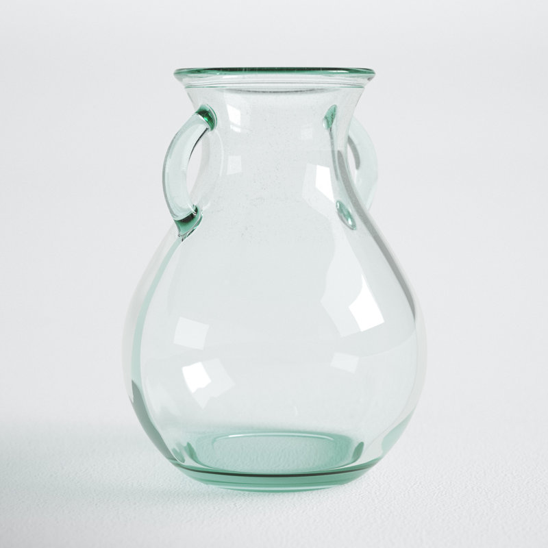 Clear Recycled Glass Amphora Table Vase with Handles