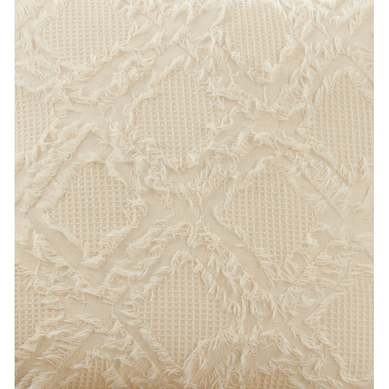 Ivory Cotton Fringe Waffle Weave Euro Pillow Cover
