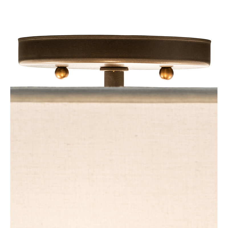 Zurich 17'' White and Brown Drum Flush Mount Light
