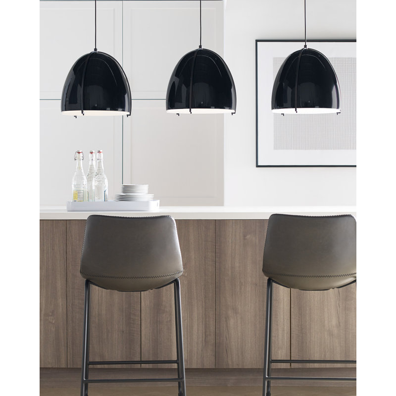 Gloss Black Aluminum LED Dome Pendant Light
