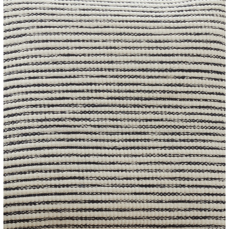 Cozy Coastal 23" Square Blue and Black Striped Cotton Throw Pillow