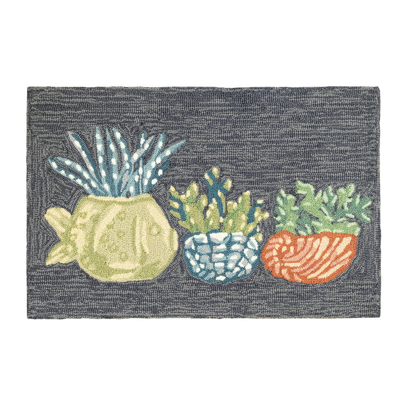 Handmade Tufted Rectangular Easy-Care Synthetic Blue Rug