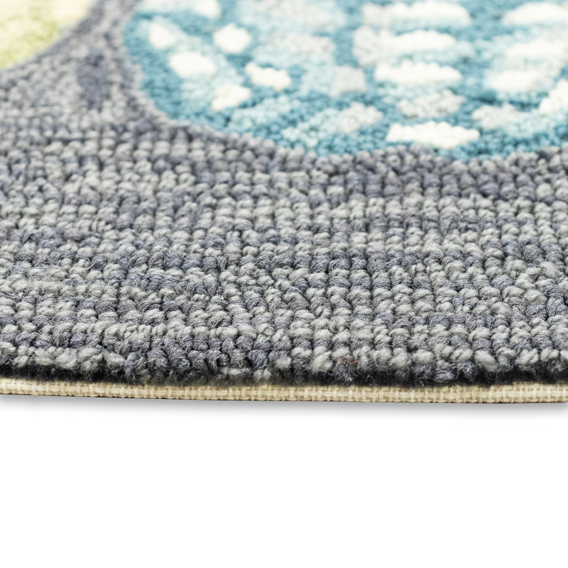 Handmade Tufted Rectangular Easy-Care Synthetic Blue Rug