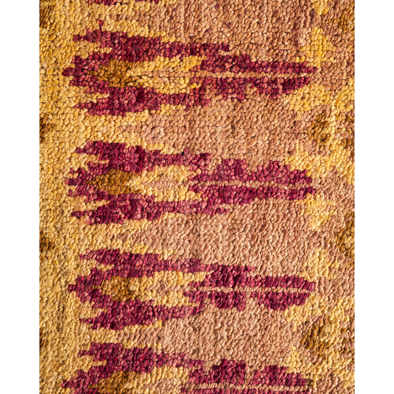 Hand-Knotted Beige and Red Wool Aztec Medium Area Rug
