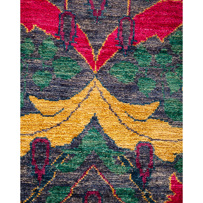 Hand-Knotted Wool Multicolor Floral Motif Area Rug 8' x 10'