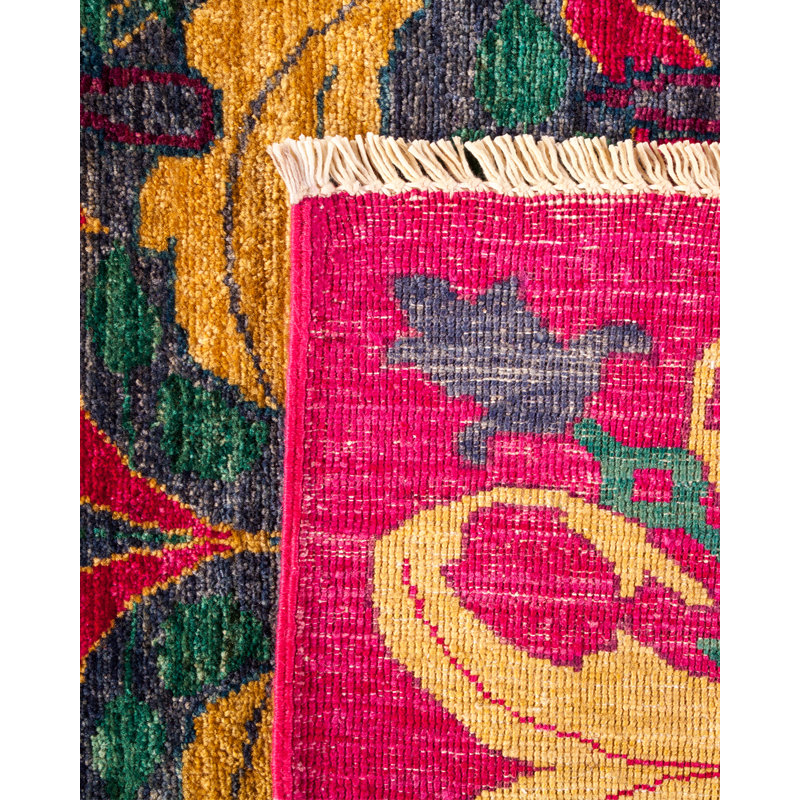 Hand-Knotted Wool Multicolor Floral Motif Area Rug 8' x 10'