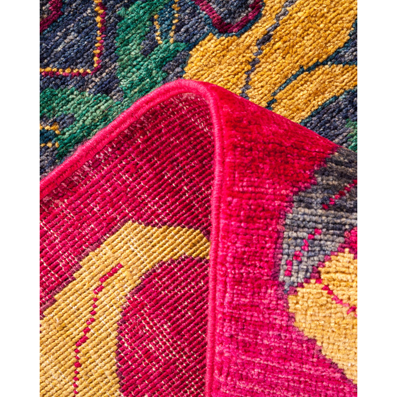 Hand-Knotted Wool Multicolor Floral Motif Area Rug 8' x 10'